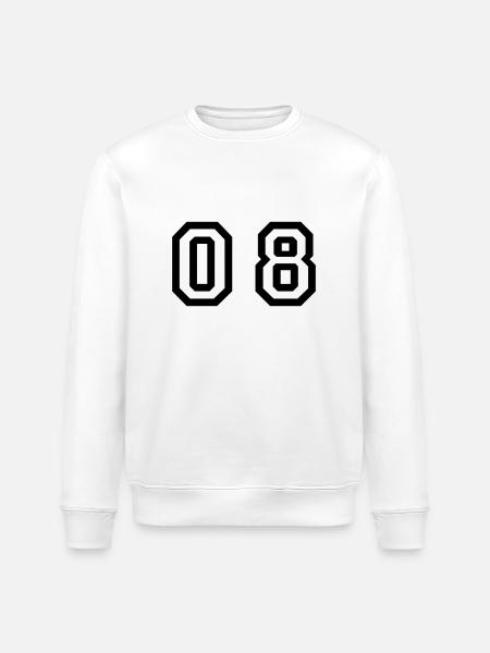 number - 08 - zero eight - Stanley/Stella ROLLER Unisex Organic Sweatshirt - white