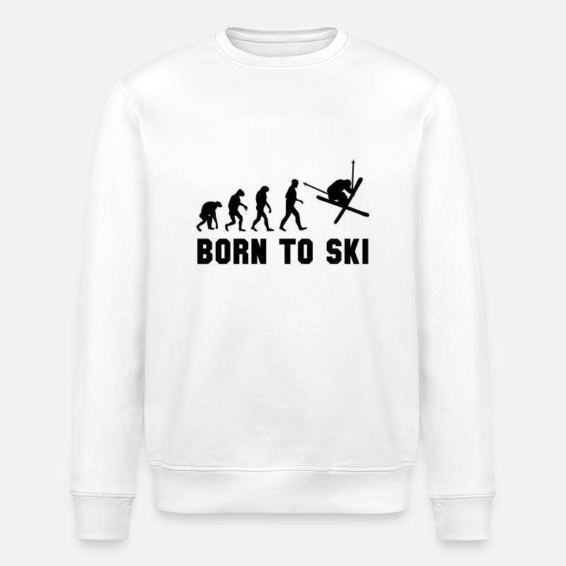 born to ski - Stanley/Stella Unisex Bio-Sweatshirt ROLLER - Weiß