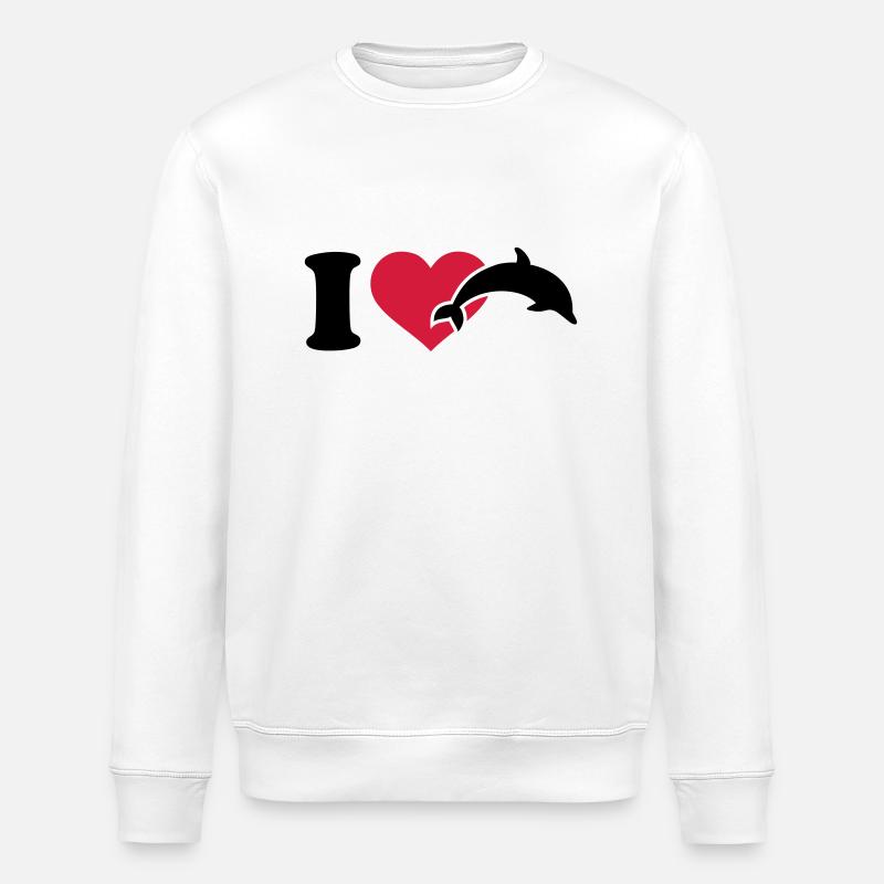 I love Dolphins - Stanley/Stella ROLLER Unisex Organic Sweatshirt - white