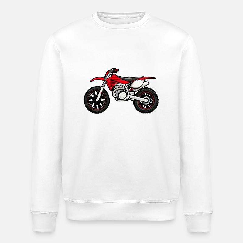 Rotes Motocross Motorrad - Stanley/Stella Unisex Bio-Sweatshirt ROLLER - Weiß