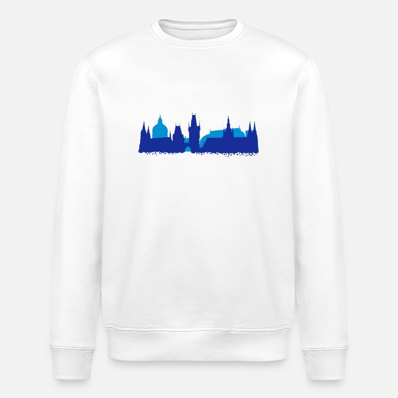 Prague Skyline - Stanley/Stella ROLLER Unisex Organic Sweatshirt - white