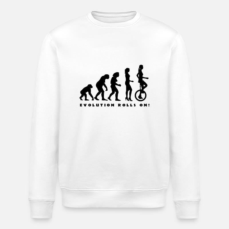 evolution_einradfahrerin_1c_b - Stanley/Stella ROLLER Unisex Organic Sweatshirt - white