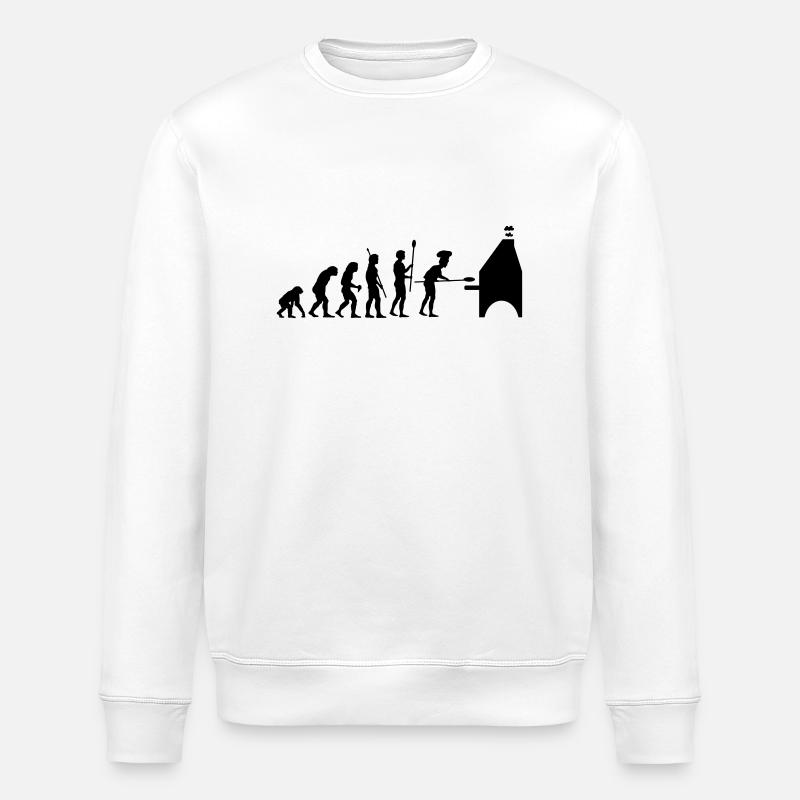 evolution pizza - Stanley/Stella ROLLER Unisex Organic Sweatshirt - white