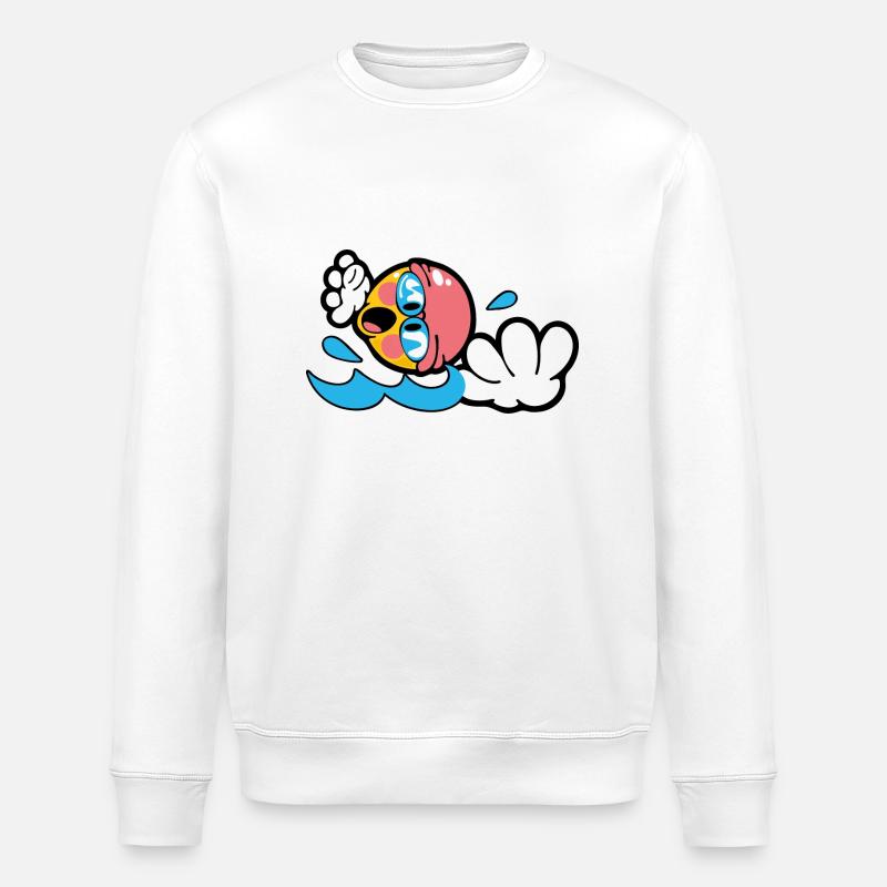 Smiley Swimming - Stanley/Stella Unisex Bio-Sweatshirt ROLLER - Weiß