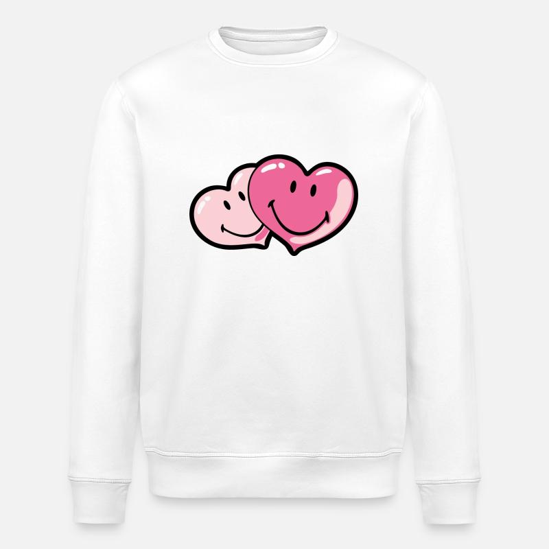 Smiley Two Hearts - Stanley/Stella Unisex Bio-Sweatshirt ROLLER - Weiß