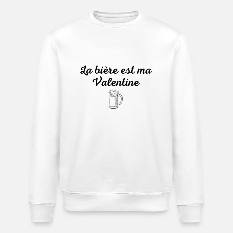 La bière est ma Valentine - Sweat bio ROLLER Stanley/Stella Unisexe - blanc