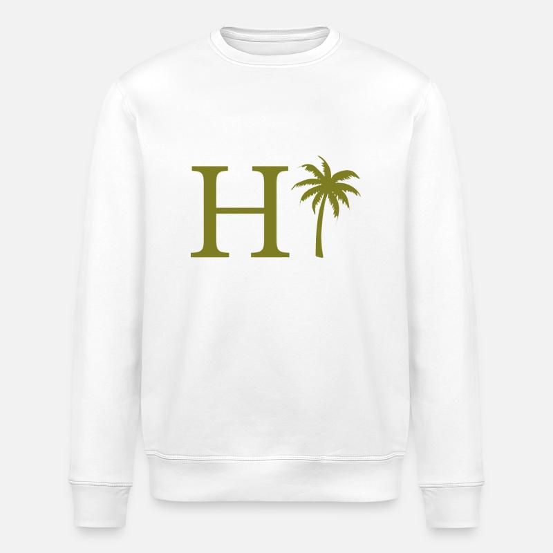 Lettre h vert Palm - Sweat bio ROLLER Stanley/Stella Unisexe - blanc