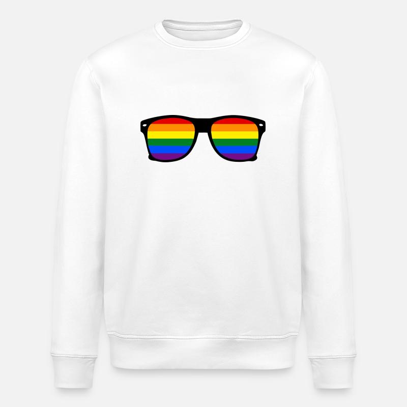 glasses rainbow - Stanley/Stella Unisex Bio-Sweatshirt ROLLER - Weiß