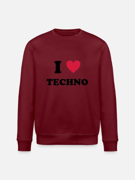 I LOVE TECHNO - Stanley/Stella ROLLER Unisex Organic Sweatshirt - white