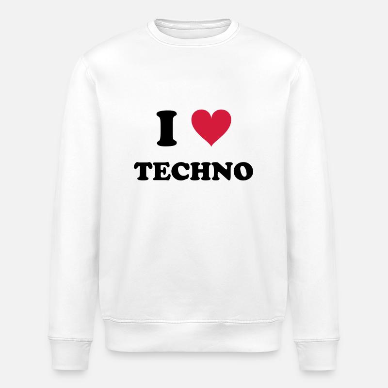 I LOVE TECHNO - Stanley/Stella ROLLER Unisex Organic Sweatshirt - white