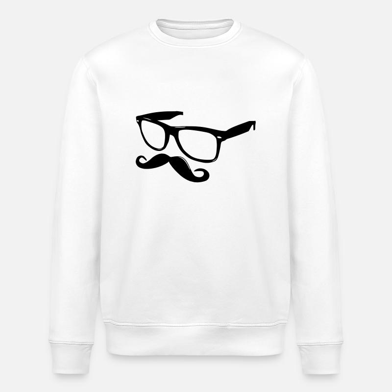 nerdy moustache - Sweat bio ROLLER Stanley/Stella Unisexe - blanc