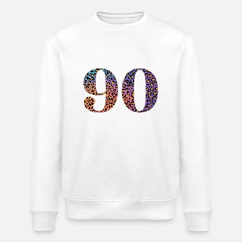 90th Birthday Leopard - Stanley/Stella ROLLER Unisex Organic Sweatshirt - white
