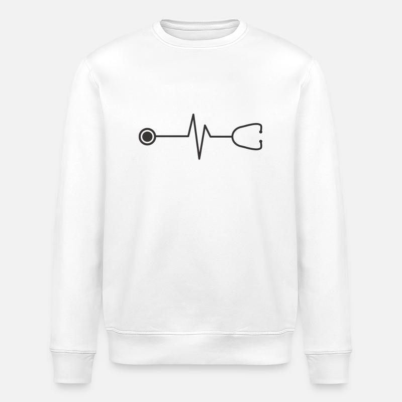 Herzschlag Doktor Arzt - Stanley/Stella Unisex Bio-Sweatshirt ROLLER - Weiß
