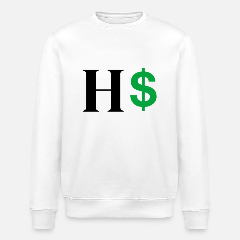 Lettre h dollar - Sweat bio ROLLER Stanley/Stella Unisexe - blanc