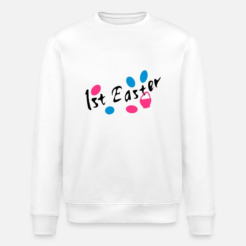 1er Pâques txt easter eggs - Sweat bio ROLLER Stanley/Stella Unisexe - blanc