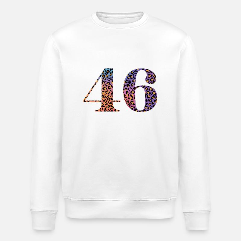 46th Birthday Leopard - Stanley/Stella ROLLER Unisex Organic Sweatshirt - white