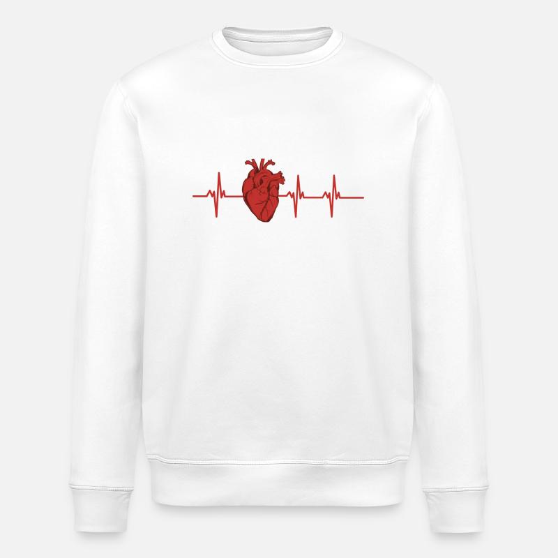 Herzschlag - Stanley/Stella Unisex Bio-Sweatshirt ROLLER - Weiß