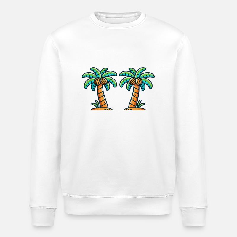 Palm trees - Stanley/Stella ROLLER Unisex Organic Sweatshirt - white