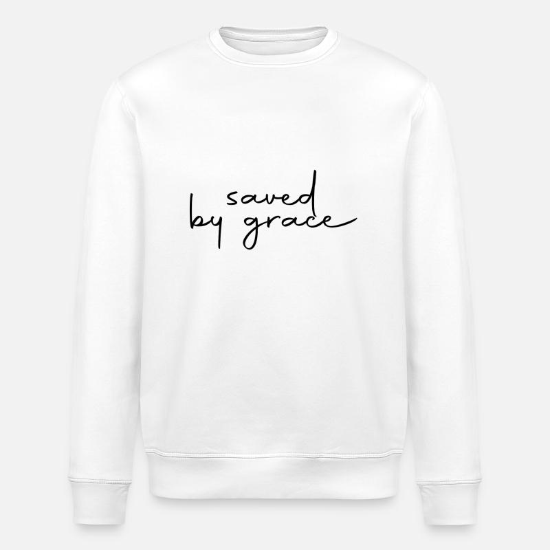 saved by grace - Stanley/Stella ROLLER Unisex Organic Sweatshirt - white