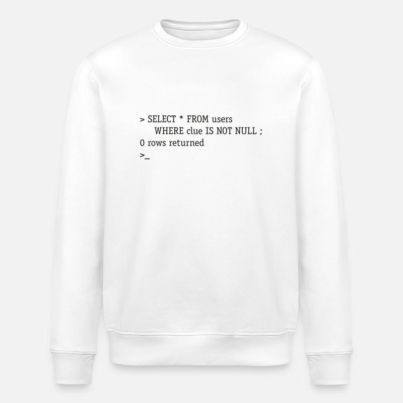 SQL No Clue - Stanley/Stella ROLLER Unisex Organic Sweatshirt - white