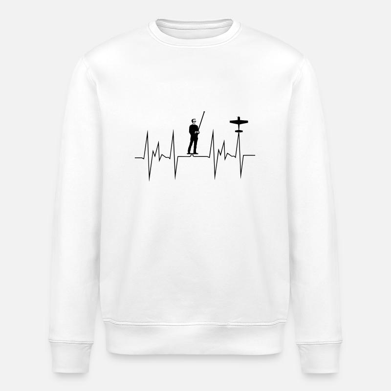 herzschlag rc pilot - Stanley/Stella ROLLER Unisex Organic Sweatshirt - white