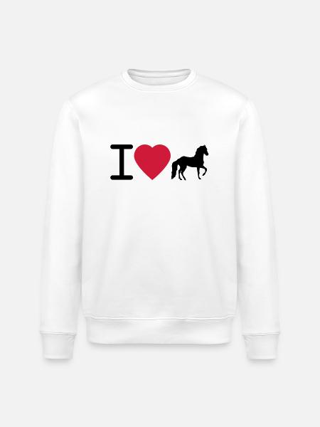 I Love Horses - Stanley/Stella ROLLER Unisex Organic Sweatshirt - white