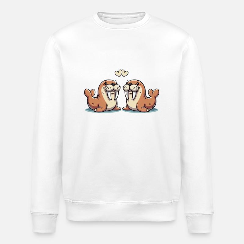 seehund love - Stanley/Stella Unisex Bio-Sweatshirt ROLLER - Weiß