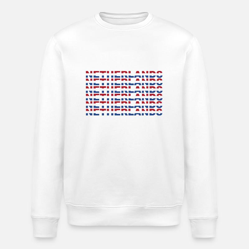Netherlands Text in Flag Colors - Stanley/Stella ROLLER Unisex Organic Sweatshirt - white