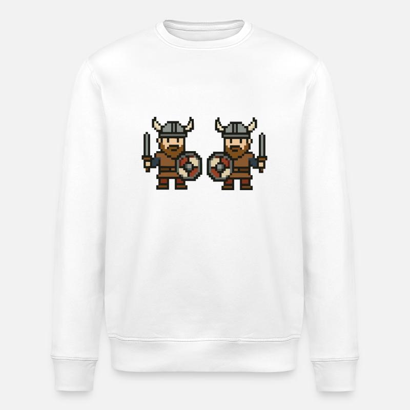 Viking Comic Pixel 2 - Stanley/Stella ROLLER Unisex Organic Sweatshirt - white