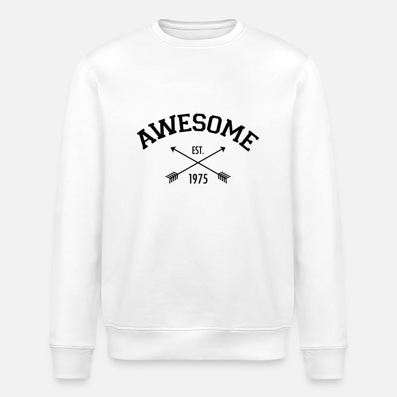 Awesome Est 1975 - Stanley/Stella ROLLER Unisex Organic Sweatshirt - white