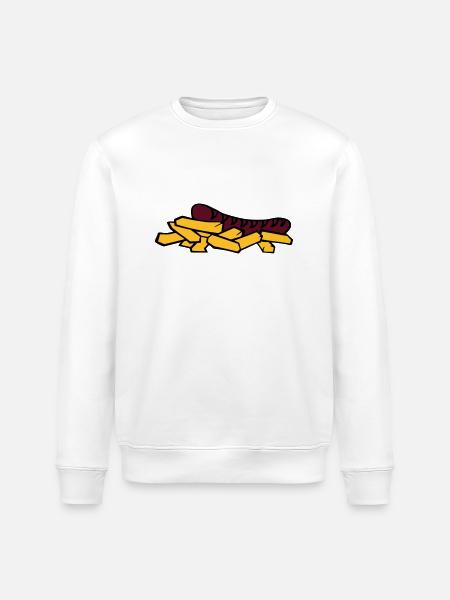 currywurst frite saucisse - Sweat bio ROLLER Stanley/Stella Unisexe - blanc