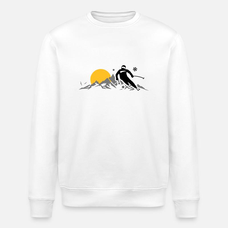 Winter - Skifahrer Berge - Stanley/Stella Unisex Bio-Sweatshirt ROLLER - Weiß