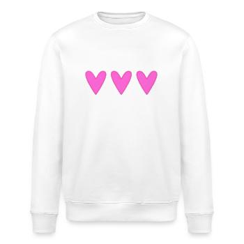 HERZ. HERZ. HEILIGER VALENTINSTAG. LIEBE. LIEBE. WEIHNACHTEN - Stanley/Stella Unisex Bio-Sweatshirt ROLLER - Weiß - Vorne - Nik (191cm)
