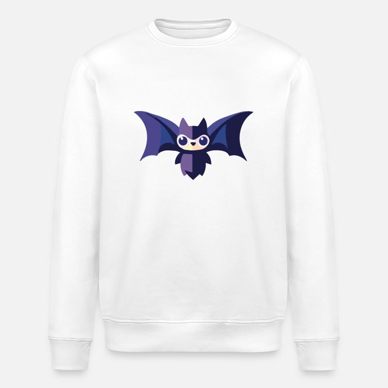 Fledermaus mit Gesicht - Stanley/Stella Unisex Bio-Sweatshirt ROLLER - Weiß
