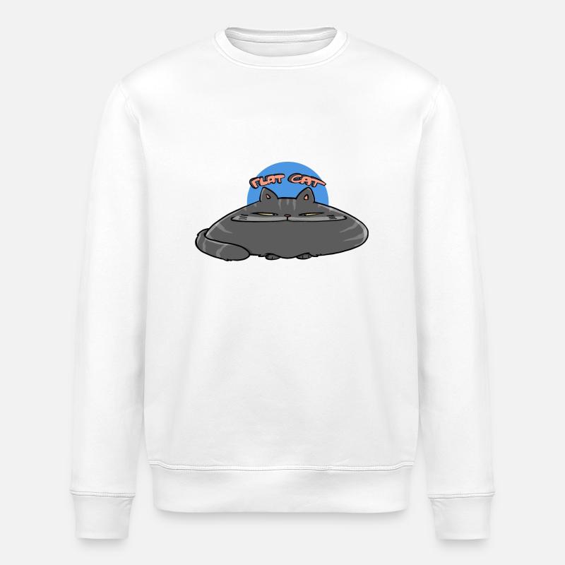 Flache Katze - Stanley/Stella Unisex Bio-Sweatshirt ROLLER - Weiß