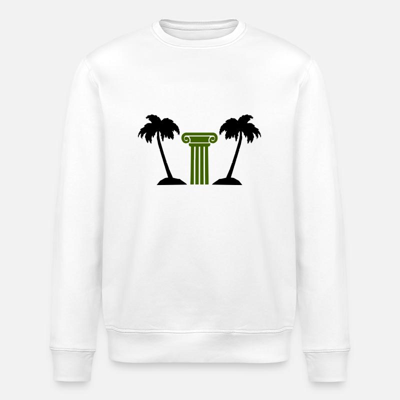 Palm Tree Column - Stanley/Stella ROLLER Unisex Organic Sweatshirt - white