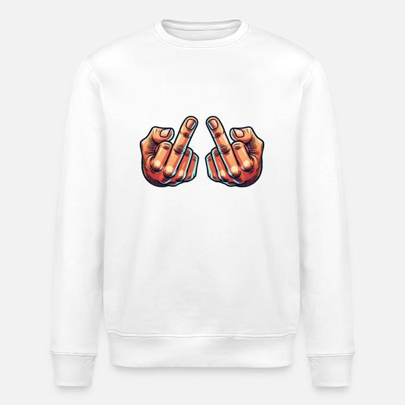 Middle Finger 2 - Stanley/Stella ROLLER Unisex Organic Sweatshirt - white