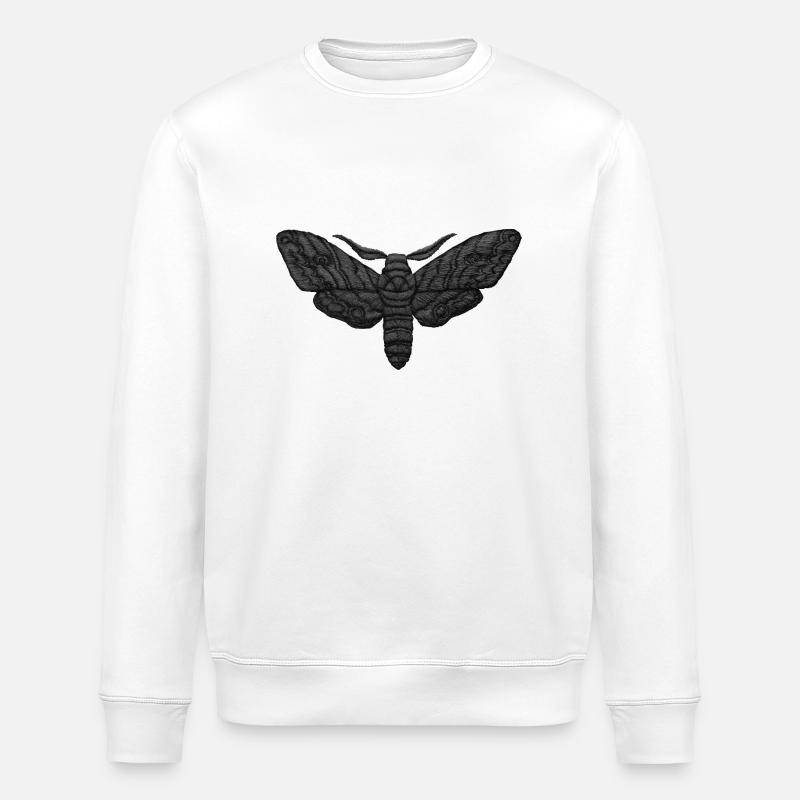 Black Moth – Mystical Embroidered Pattern - Stanley/Stella ROLLER Unisex Organic Sweatshirt - white