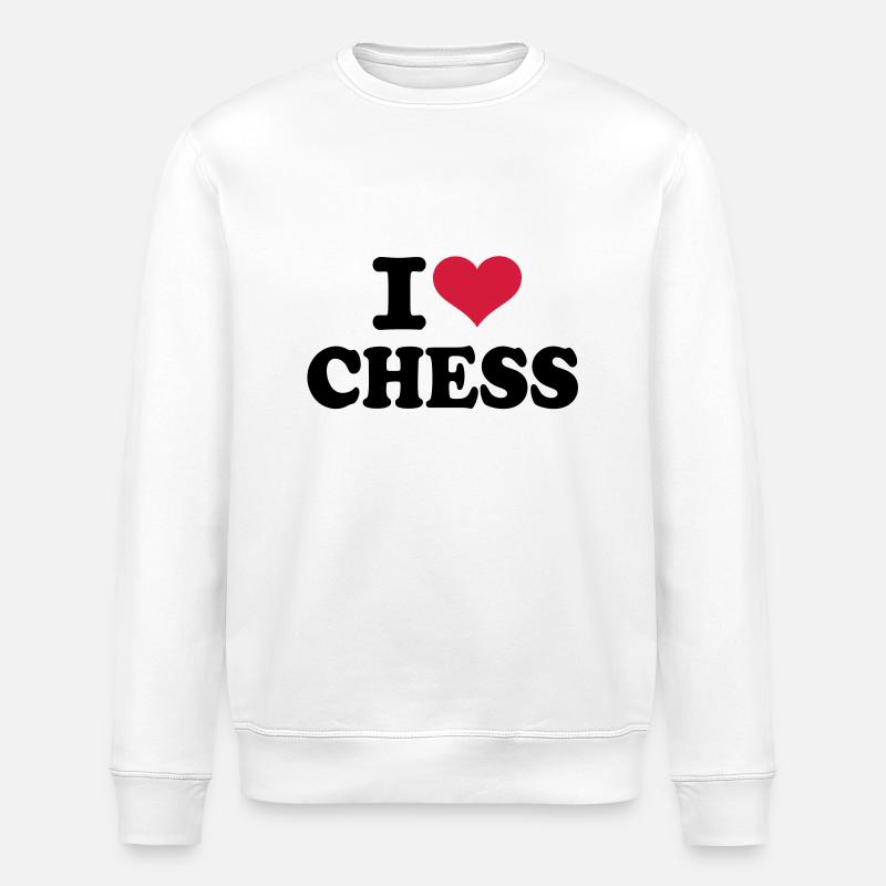 I love Chess - Stanley/Stella ROLLER Unisex Organic Sweatshirt - white