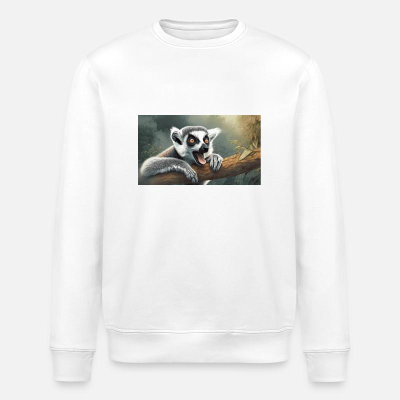 Cute animals chilling – ring-tailed lemur - Stanley/Stella ROLLER Unisex Organic Sweatshirt - white