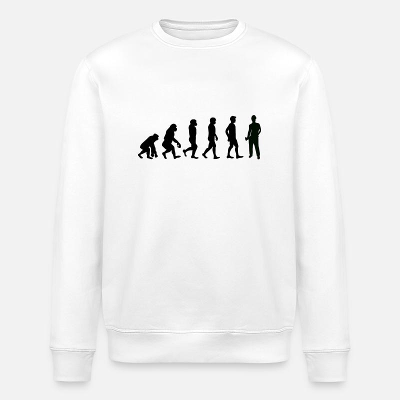 Evolution Bauarbeiter schwarz - Stanley/Stella Unisex Bio-Sweatshirt ROLLER - Weiß