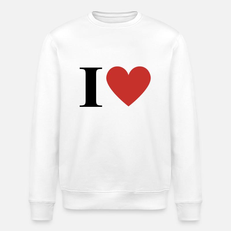 Buchstabe i rotes Herz - Stanley/Stella Unisex Bio-Sweatshirt ROLLER - Weiß