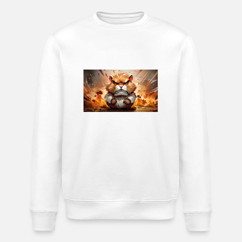 Cute grumpy grouchy animals - hamster - Stanley/Stella ROLLER Unisex Organic Sweatshirt - white