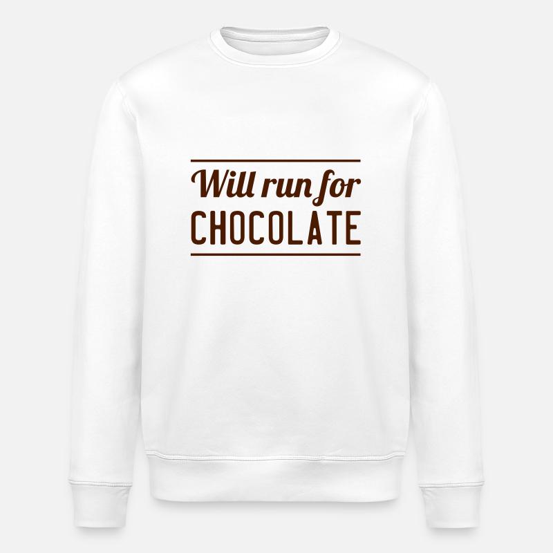 Will Run For Chocolate - Stanley/Stella ROLLER Unisex Organic Sweatshirt - white
