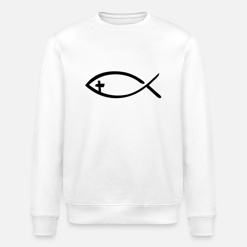 Jesus Fisch - Stanley/Stella Unisex Bio-Sweatshirt ROLLER - Weiß