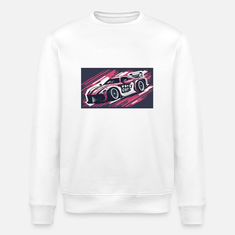 Voiture de course rose - Sweat bio ROLLER Stanley/Stella Unisexe - blanc