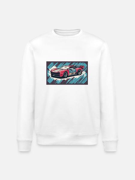 Racecar Red-Blue - Stanley/Stella ROLLER Unisex Organic Sweatshirt - white
