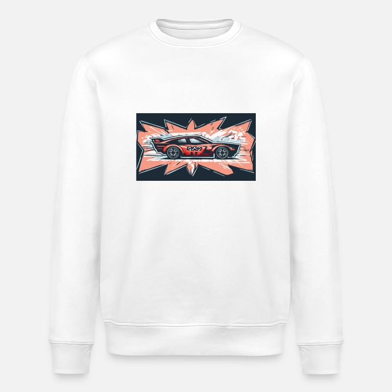 Comic Racecar - Stanley/Stella ROLLER Unisex Organic Sweatshirt - white