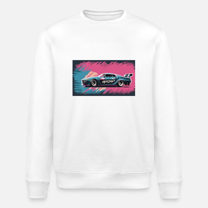 Voiture de course bleu-violet - Sweat bio ROLLER Stanley/Stella Unisexe - blanc