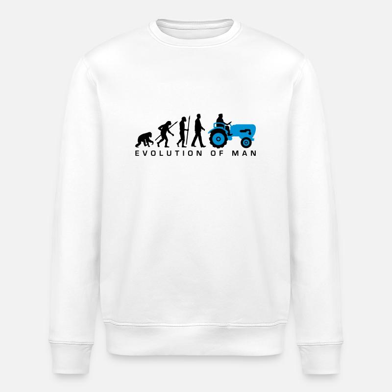 evolution_bauer_mit_traktor_032013_a_2c - Stanley/Stella ROLLER Unisex Organic Sweatshirt - white